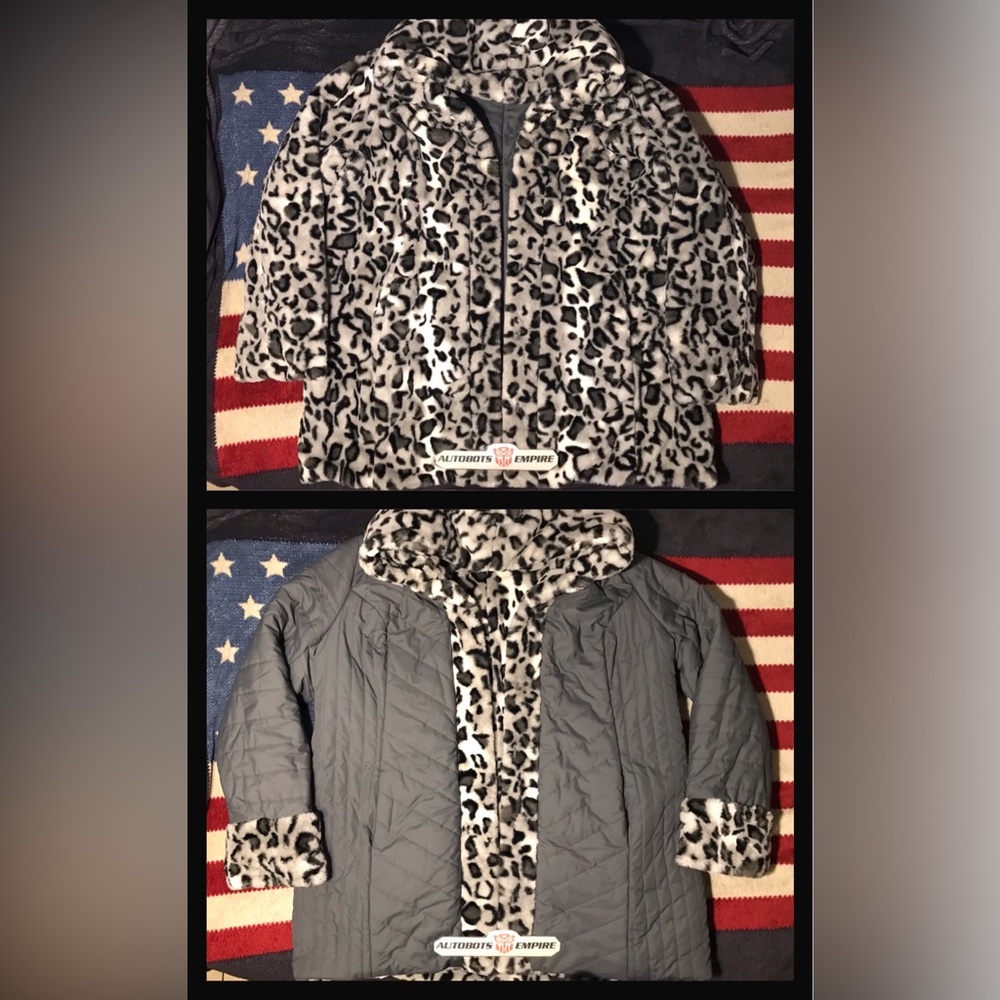 NWOT Vintage Womens DENNIS BASSO LEOPARD LYNX Faux Fur Reversible Jacket Coat XL